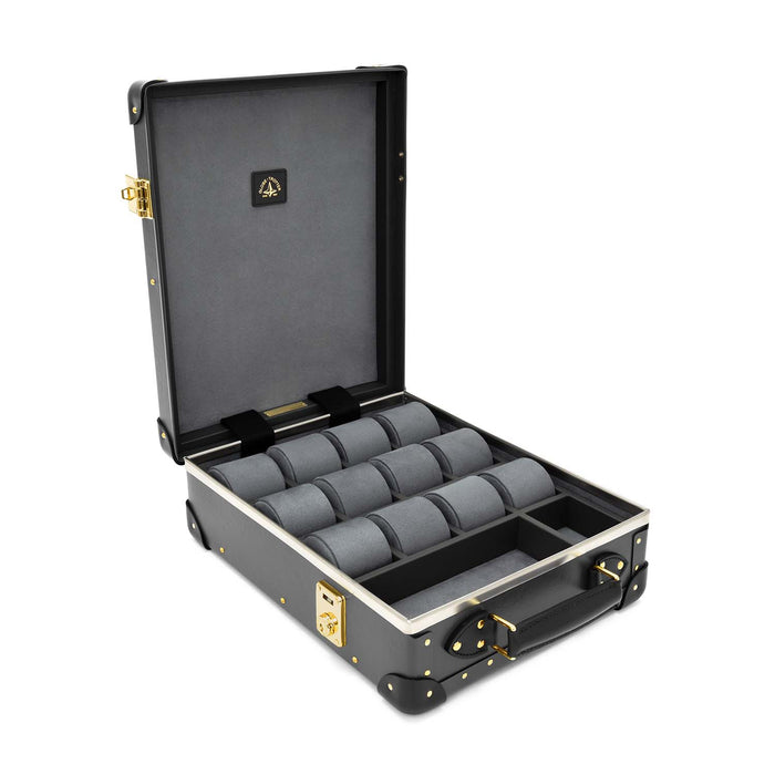 Centenary · 12-Slot Watch Case | Charcoal/Black/Gold