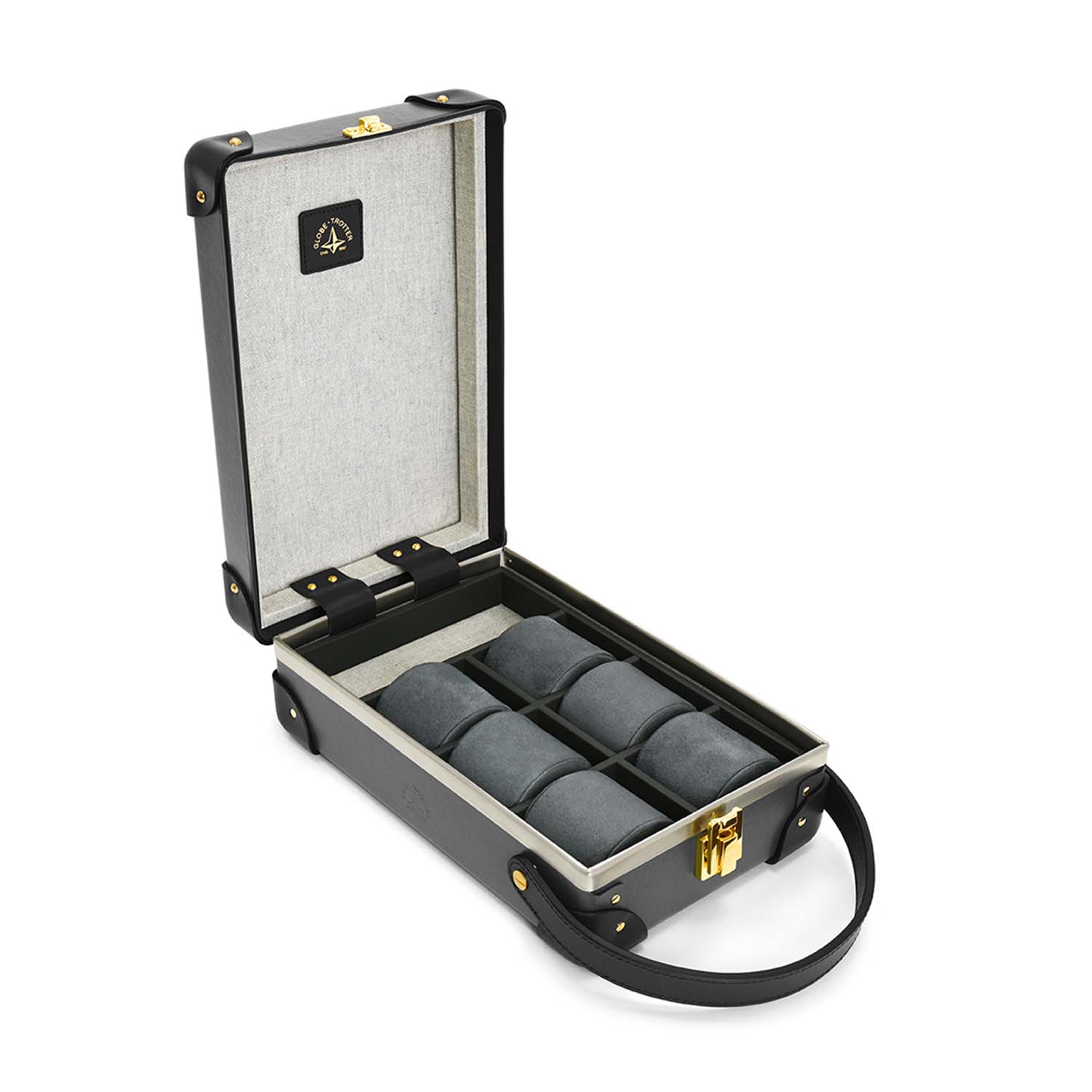 Centenary · 6-Slot Watch Case | Charcoal/Black/Gold