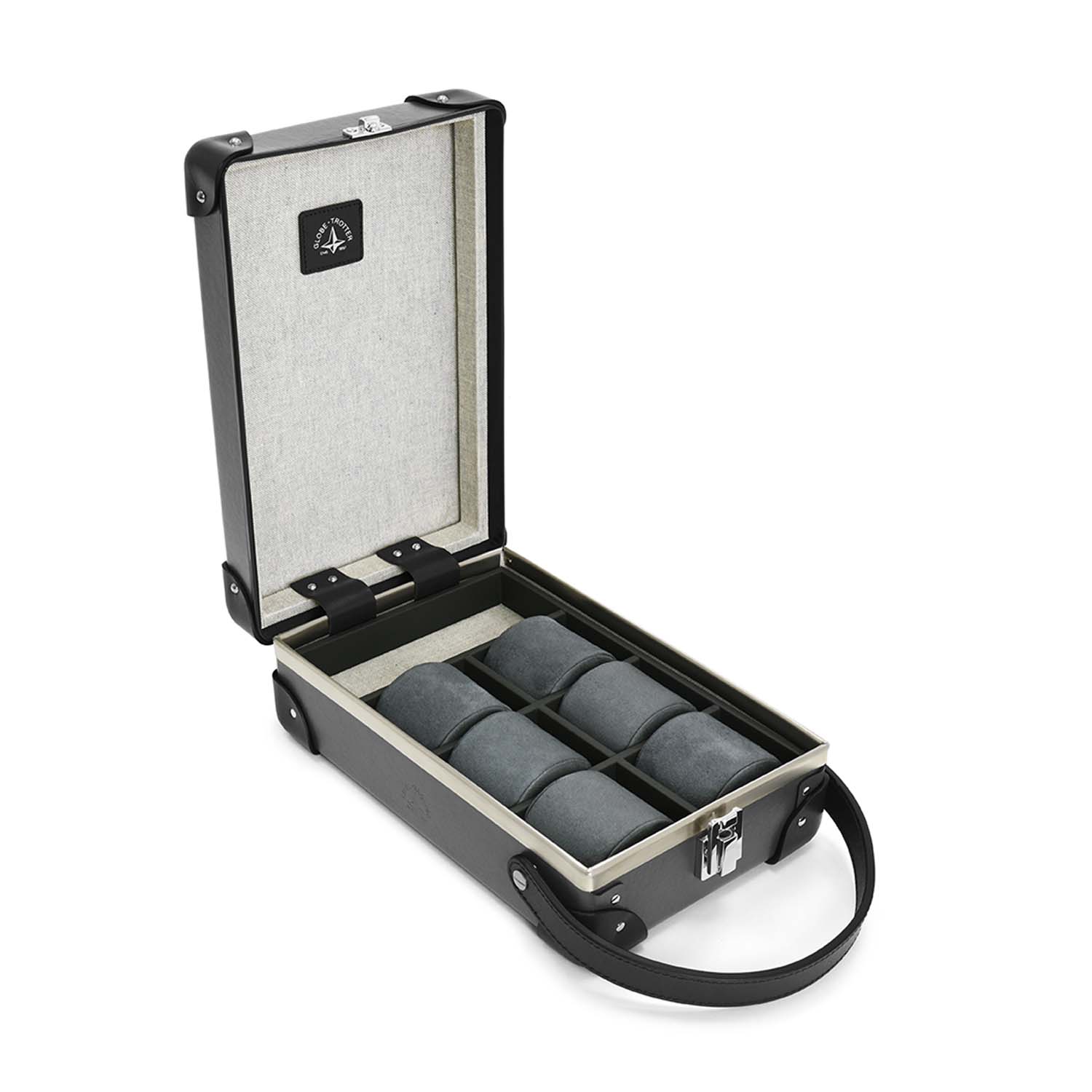 Centenary · 6-Slot Watch Case | Charcoal/Black/Chrome