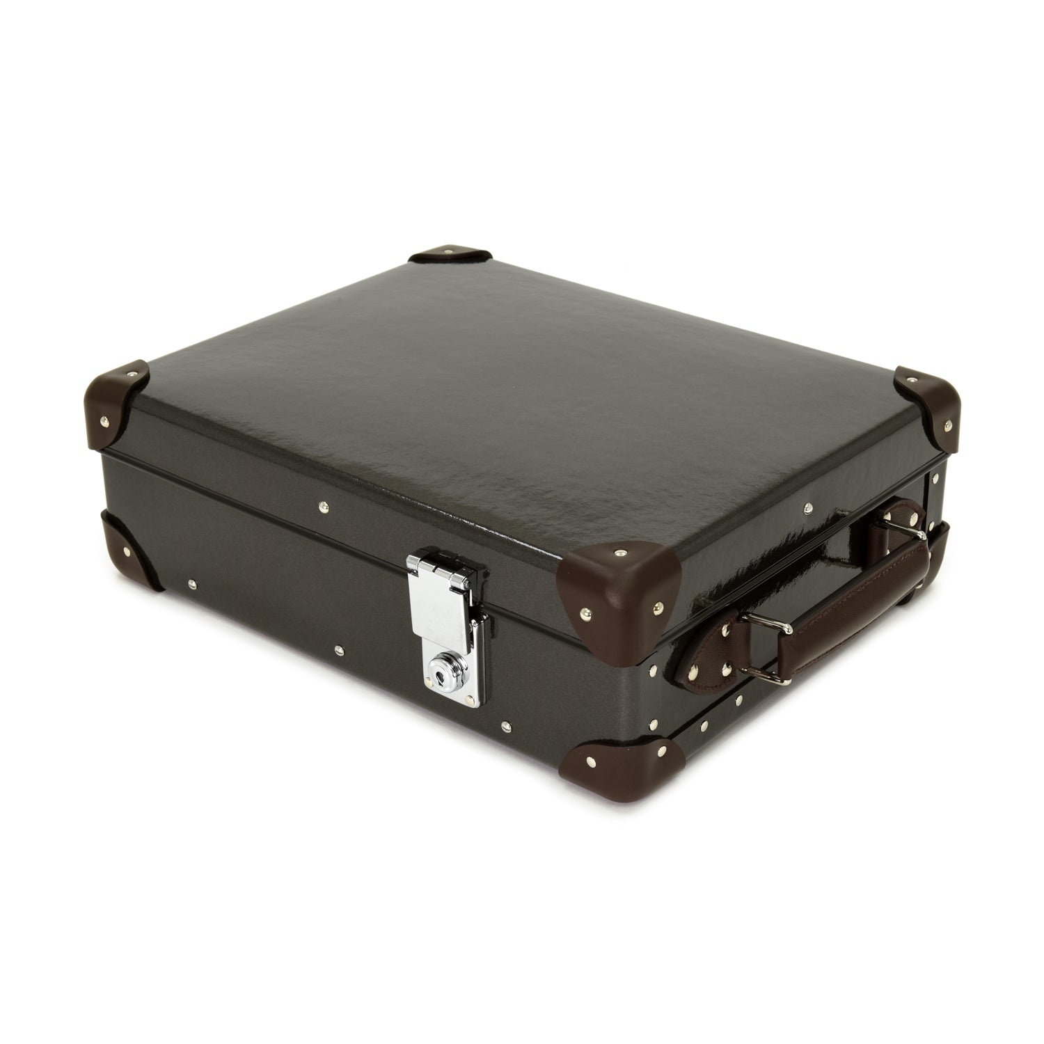 Caviar · 12-Slot Watch Case | Caviar/Chocolate - GLOBE-TROTTER