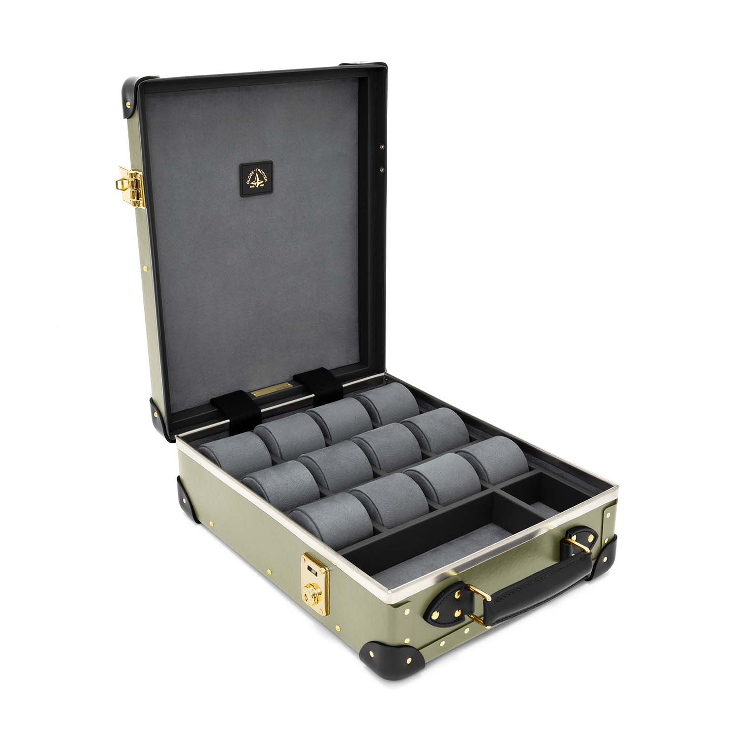 Centenary · 12-Slot Watch Case | Olive/Black/Gold