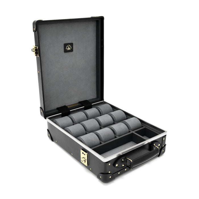 Centenary · 12-Slot Watch Case | Black/Black/Gold - GLOBE-TROTTER