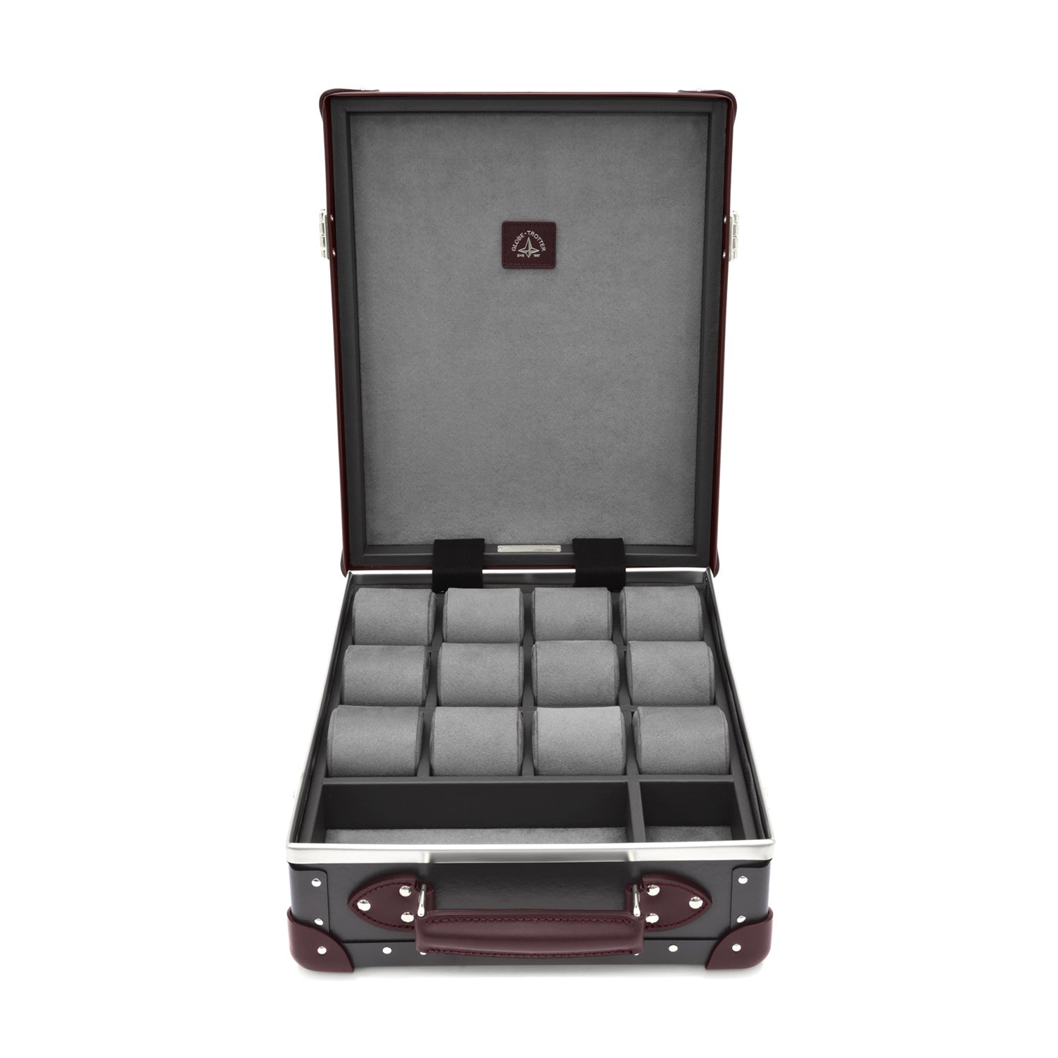 Centenary · 12-Slot Watch Case | Brown/Burgundy - GLOBE-TROTTER