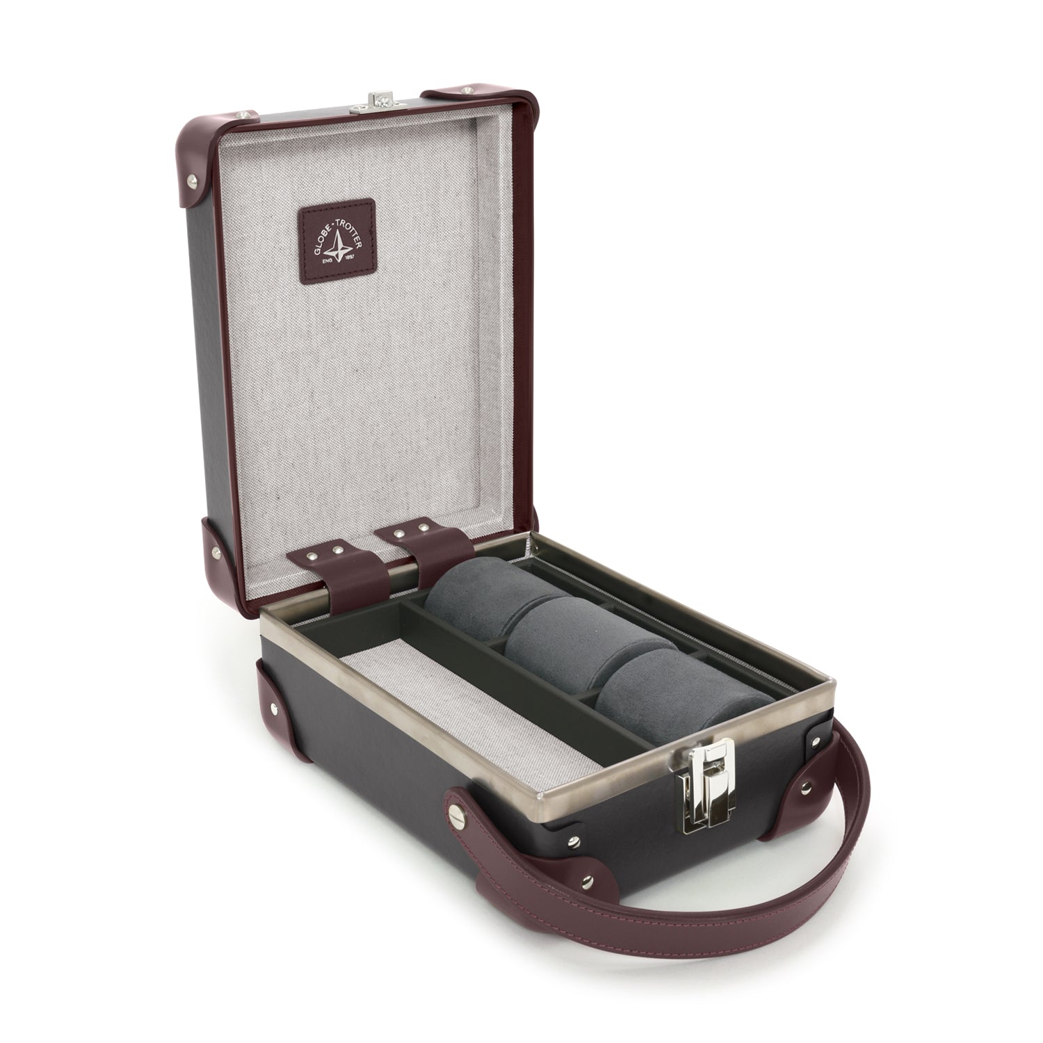 Centenary · 3-Slot Watch Case | Brown/Burgundy - GLOBE-TROTTER