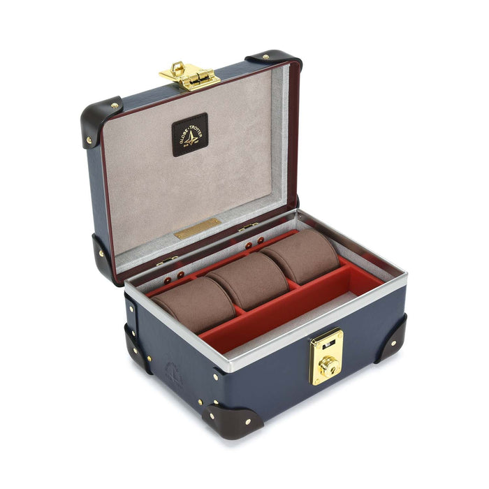 Centenary · 3-Slot Watch Case | Navy/Coco/Gold - GLOBE-TROTTER