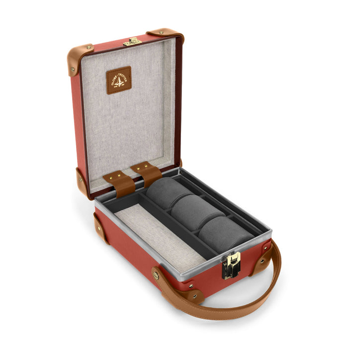 Centenary · 3-Slot Watch Case | Red/Caramel - GLOBE-TROTTER