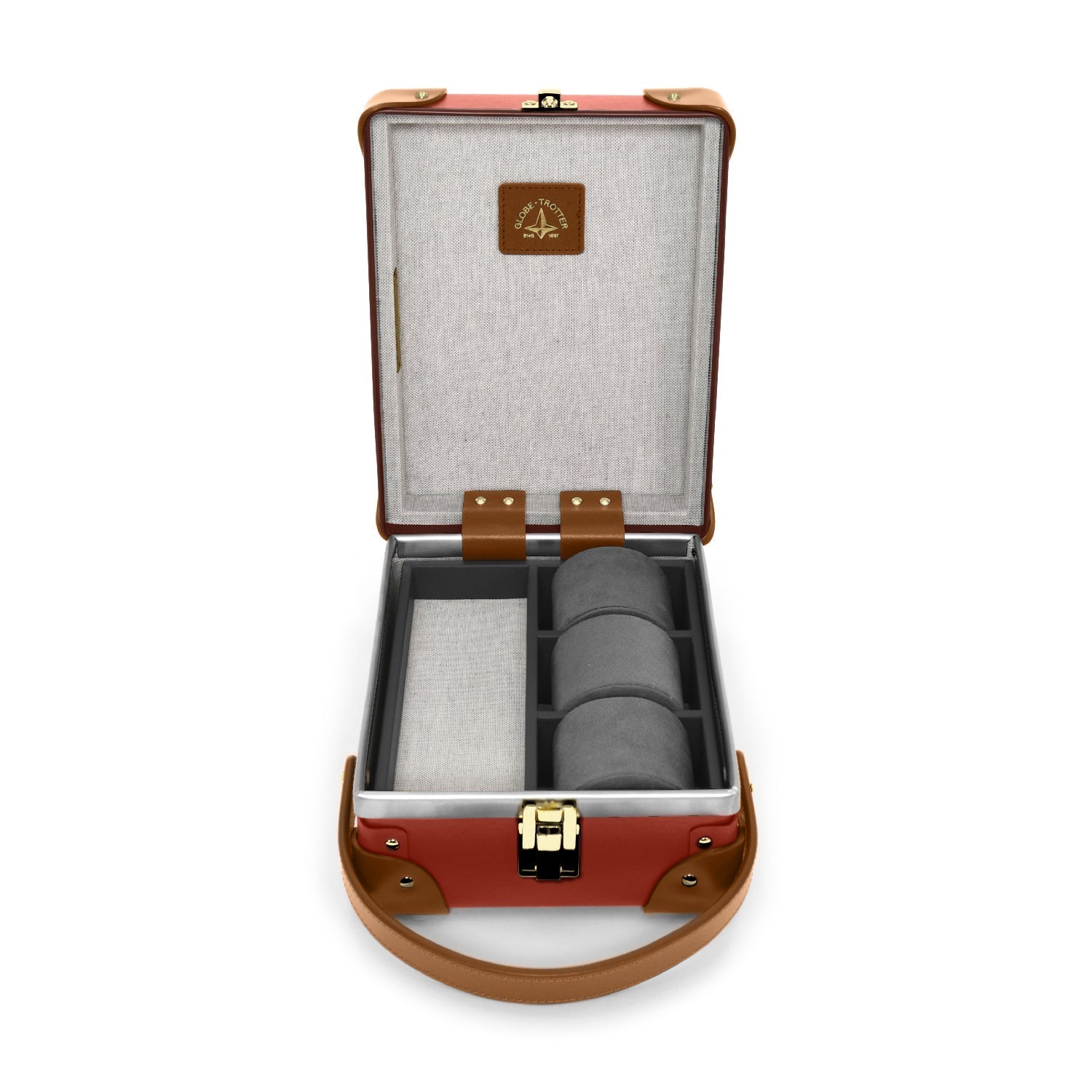 Centenary · 3-Slot Watch Case | Red/Caramel - GLOBE-TROTTER