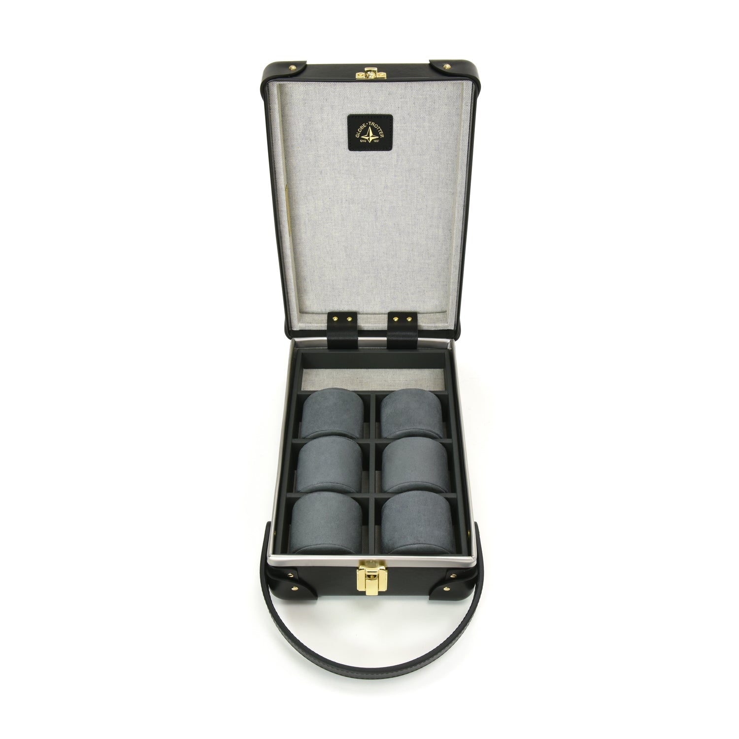 Centenary · 6-Slot Watch Case | Black/Black/Gold - GLOBE-TROTTER