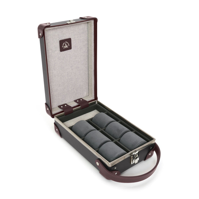 Centenary · 6-Slot Watch Case | Brown/Burgundy - GLOBE-TROTTER