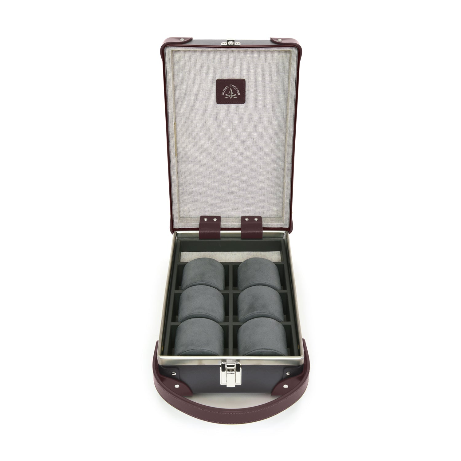 Centenary · 6-Slot Watch Case | Brown/Burgundy - GLOBE-TROTTER