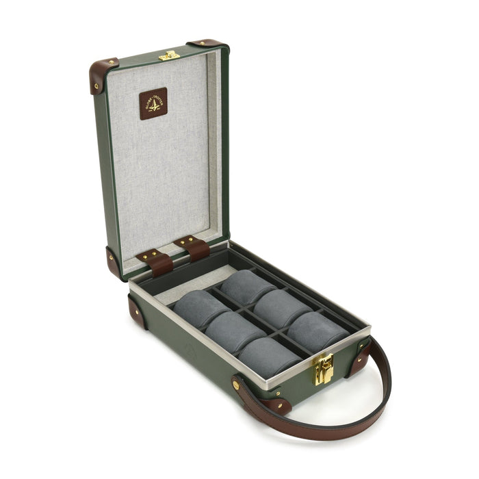 Centenary · 6-Slot Watch Case | Green/Brown - GLOBE-TROTTER