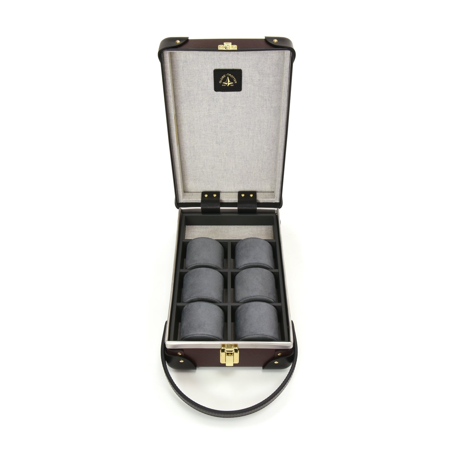 Centenary · 6-Slot Watch Case | Oxblood/Black - GLOBE-TROTTER