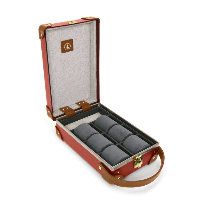 Centenary · 6-Slot Watch Case | Red/Caramel - GLOBE-TROTTER