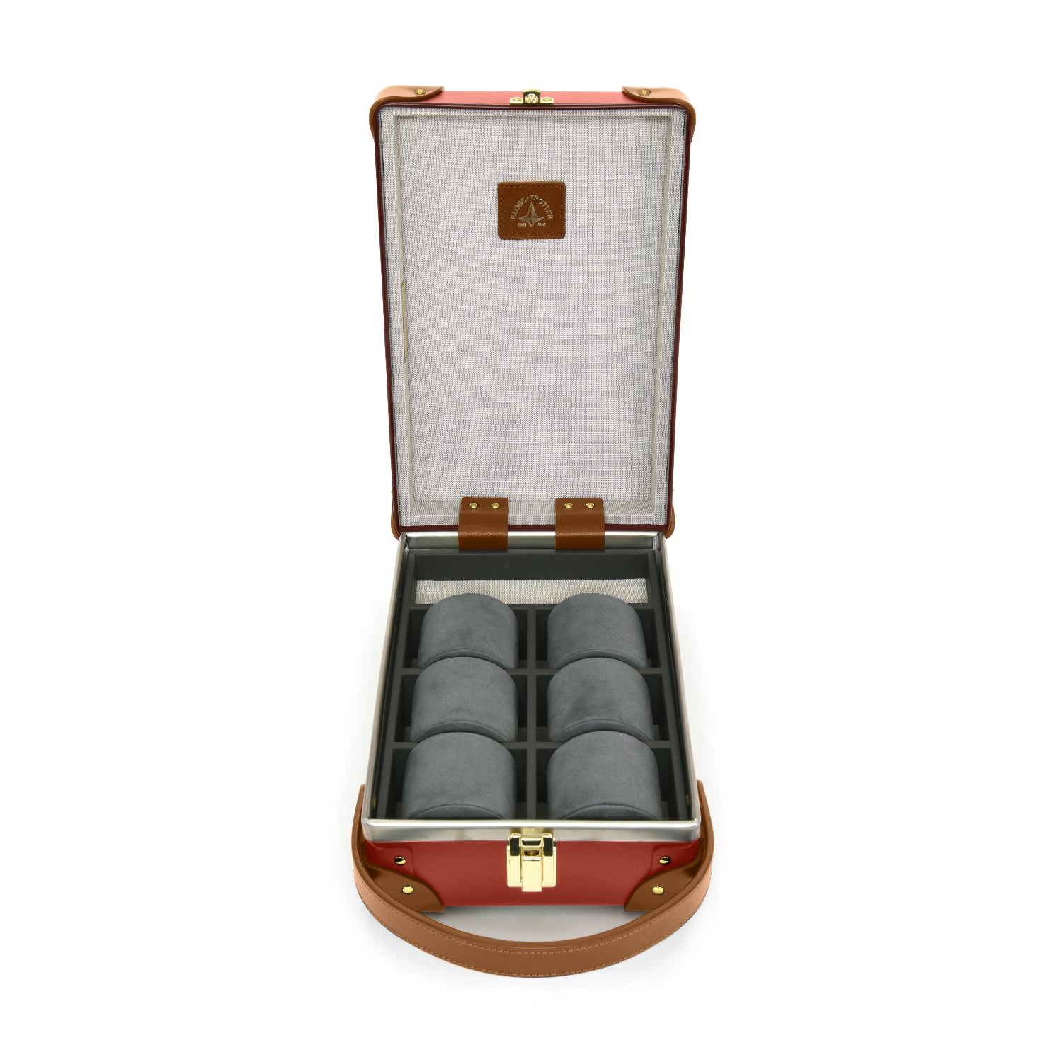 Centenary · 6-Slot Watch Case | Red/Caramel - GLOBE-TROTTER