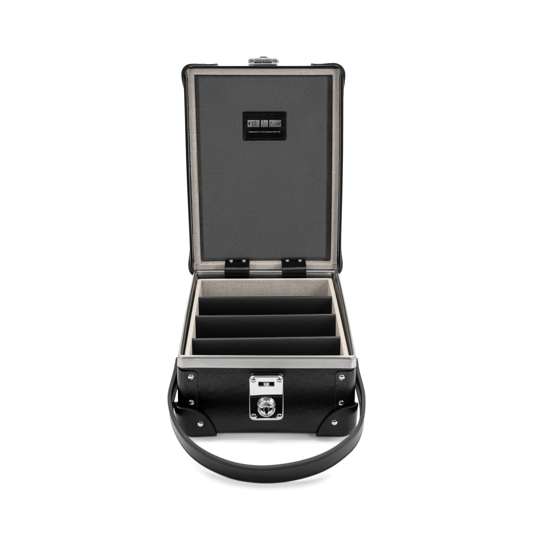 Cutler & Gross · 4-Slot Glasses Cases | Black/Black/Chrome