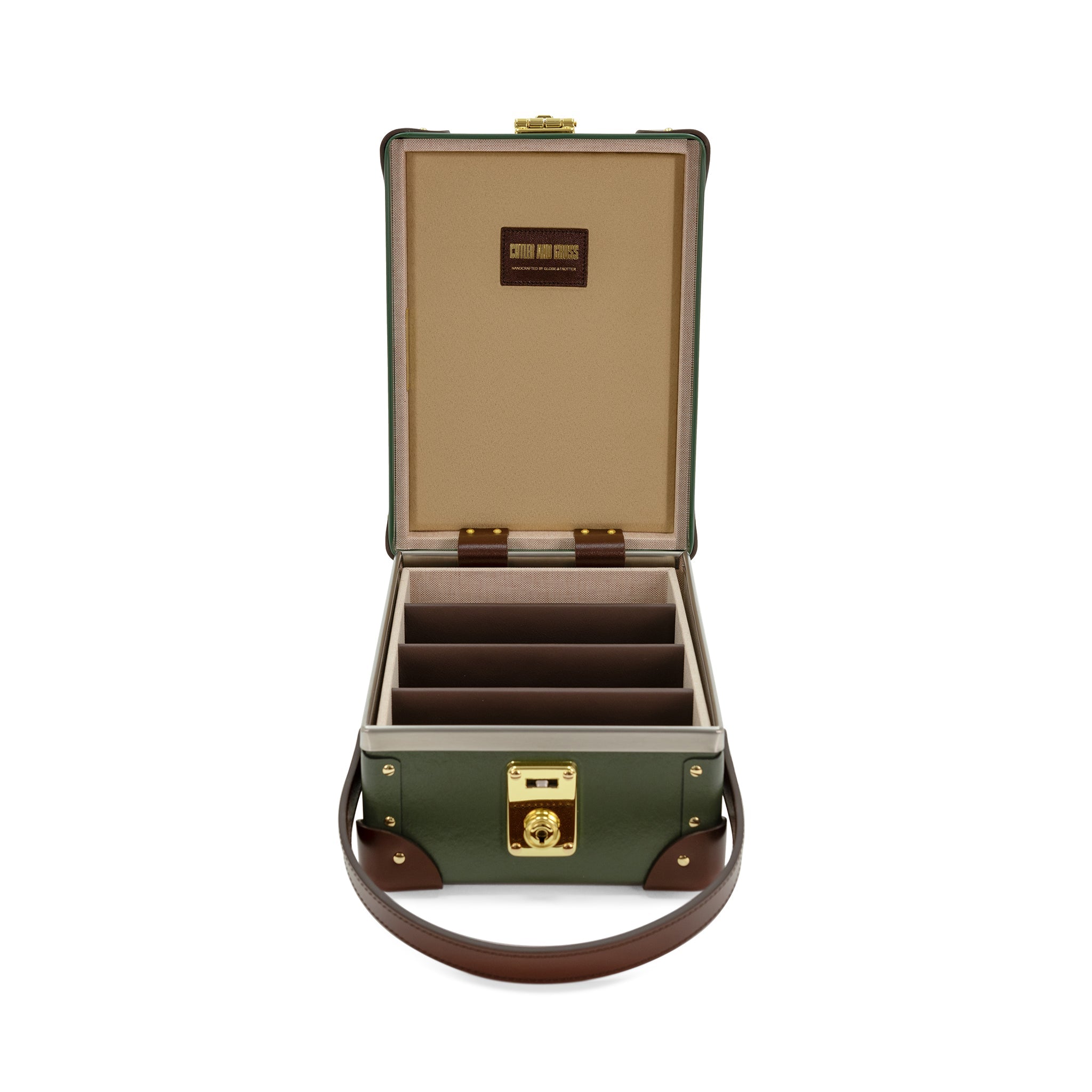 Cutler and Gross · 4-Slot Glasses Cases | Green/Brown/Gold