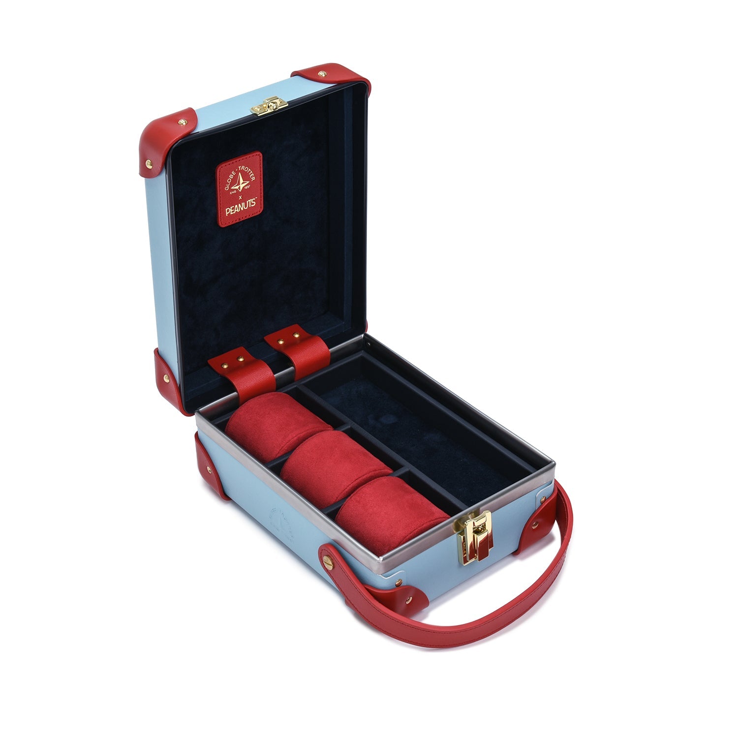 PEANUTS · 3-Slot Watch Case | Linus Blue/Red