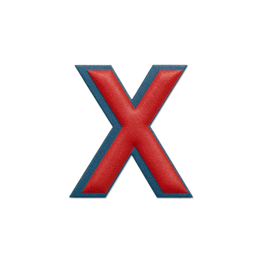 Alphabet · Leather Sticker | Red/Petrol Blue | X – first image