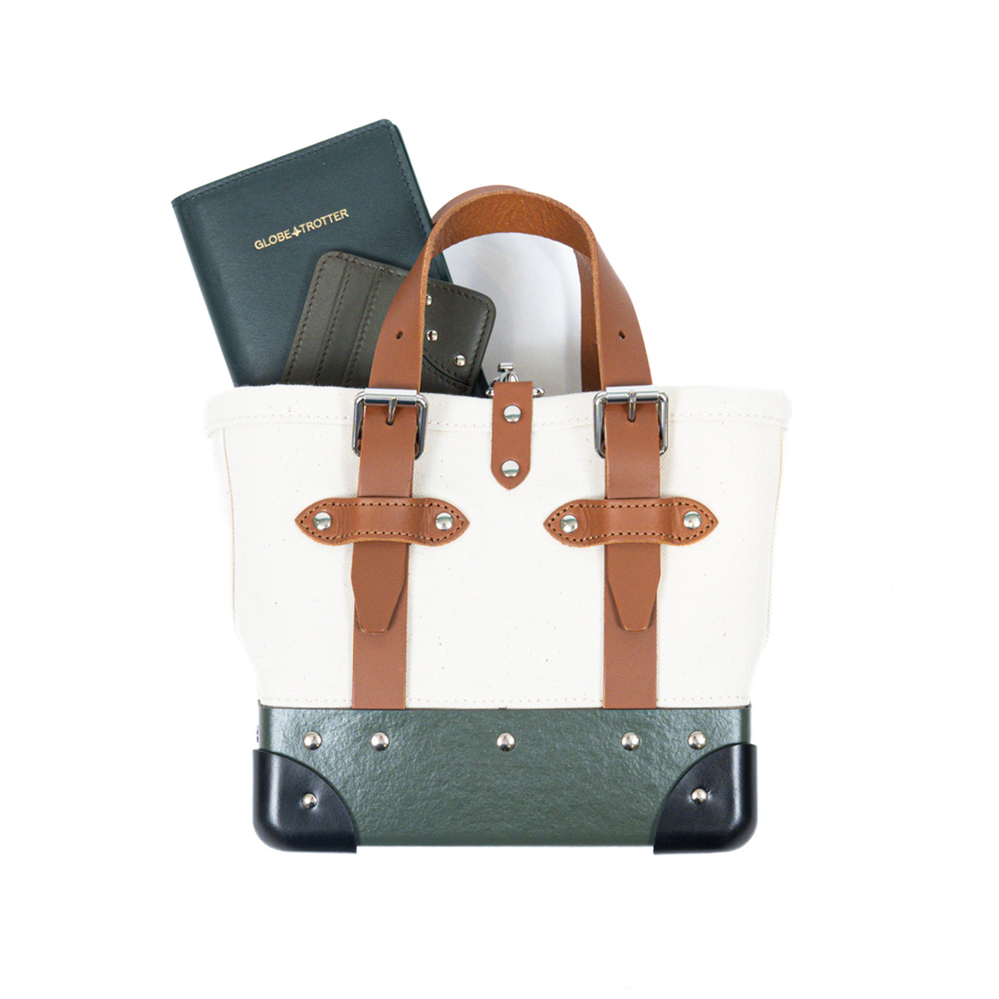Centenary · Mini Canvas Tote | Natural/Green/Chrome