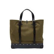 Centenary · East West Canvas Tote | Green/Coffee Brown/Chrome