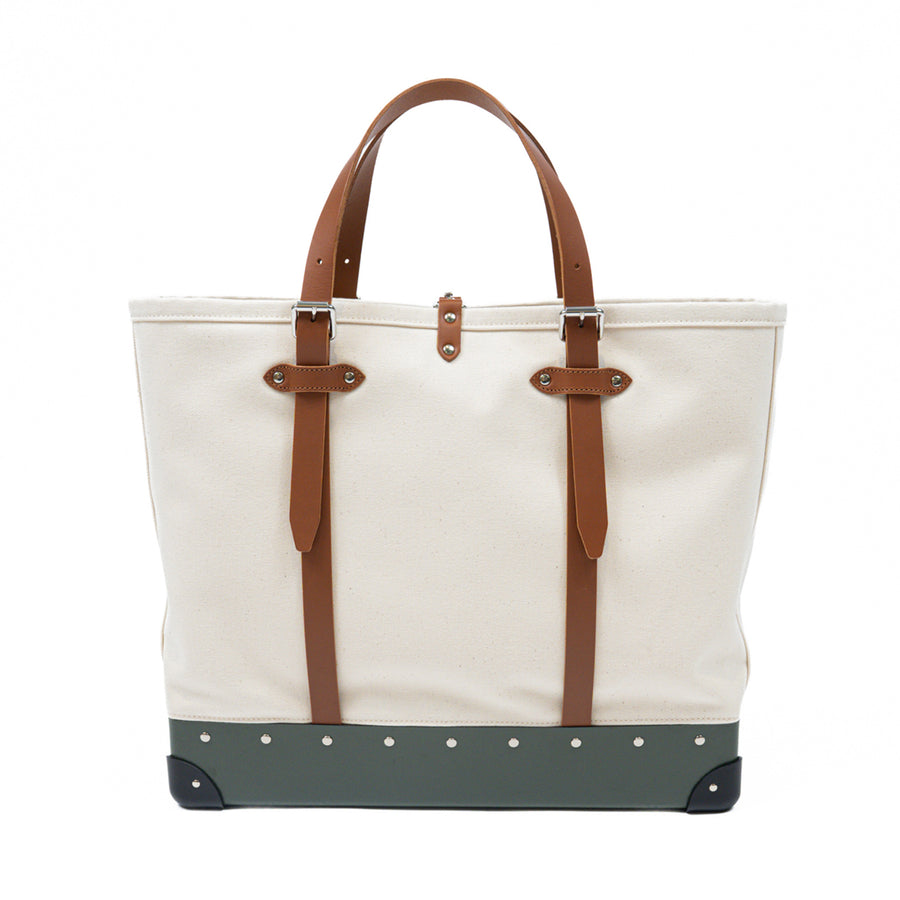Centenary · East West Canvas Tote | Natural/Green/Chrome – first image
