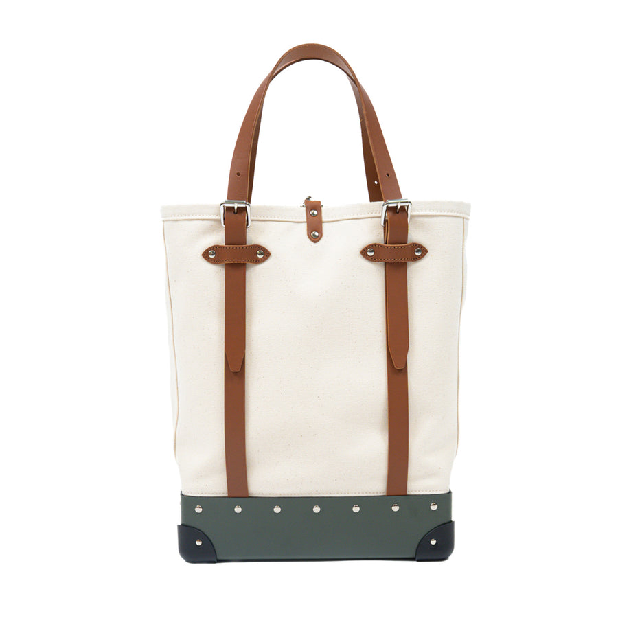 Centenary · North South Canvas Tote | Natural/Green/Chrome – first image