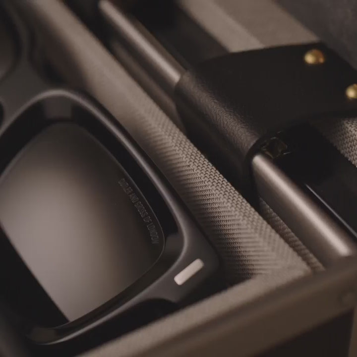 Load video: Cutler &amp; Gross · 4-Slot Glasses Cases | Oxblood/Black/Gold