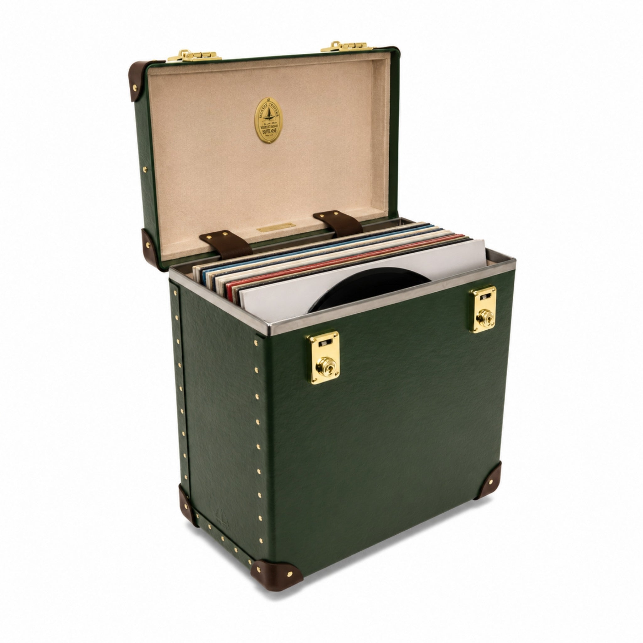 Home Collection · Vinyl Record Case | Green/Brown/Gold