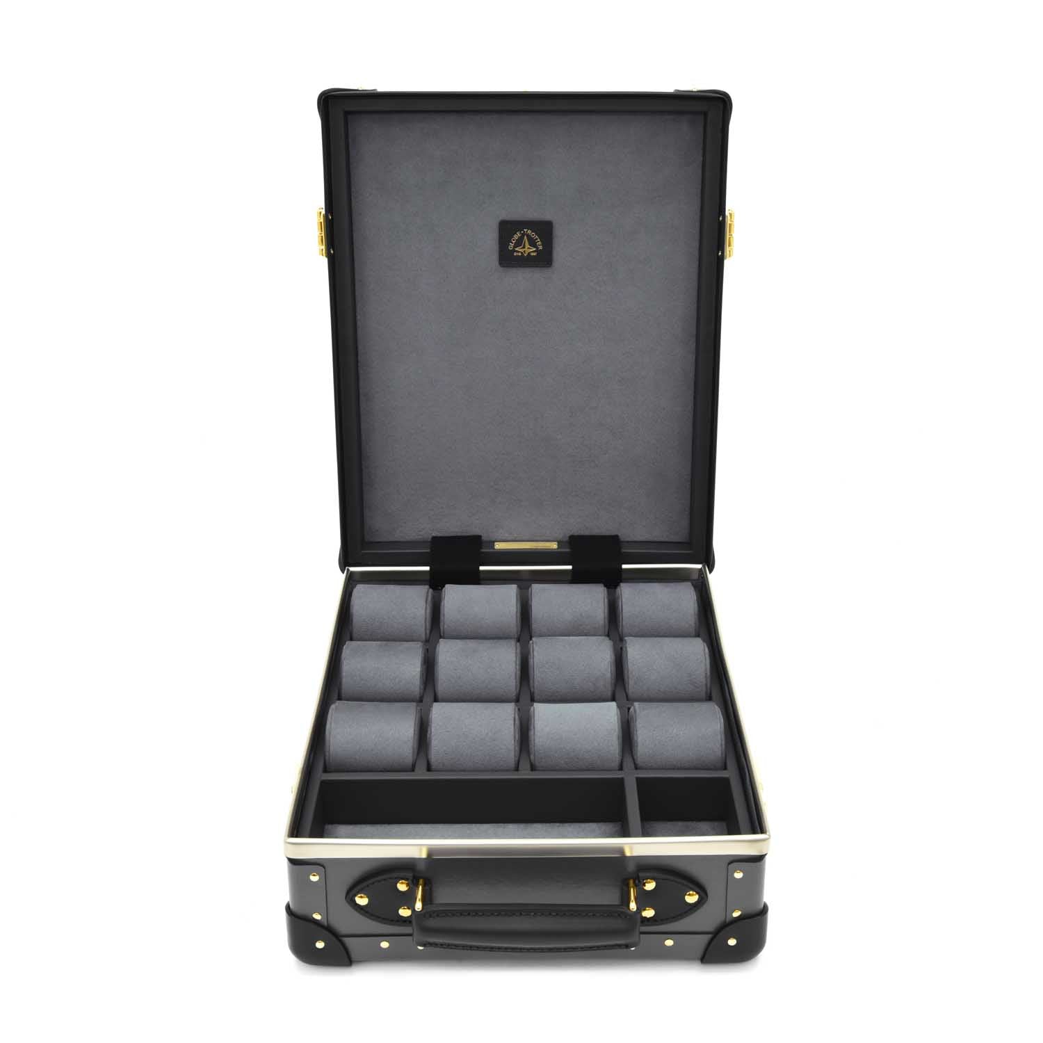 Centenary · 12-Slot Watch Case | Charcoal/Black/Gold
