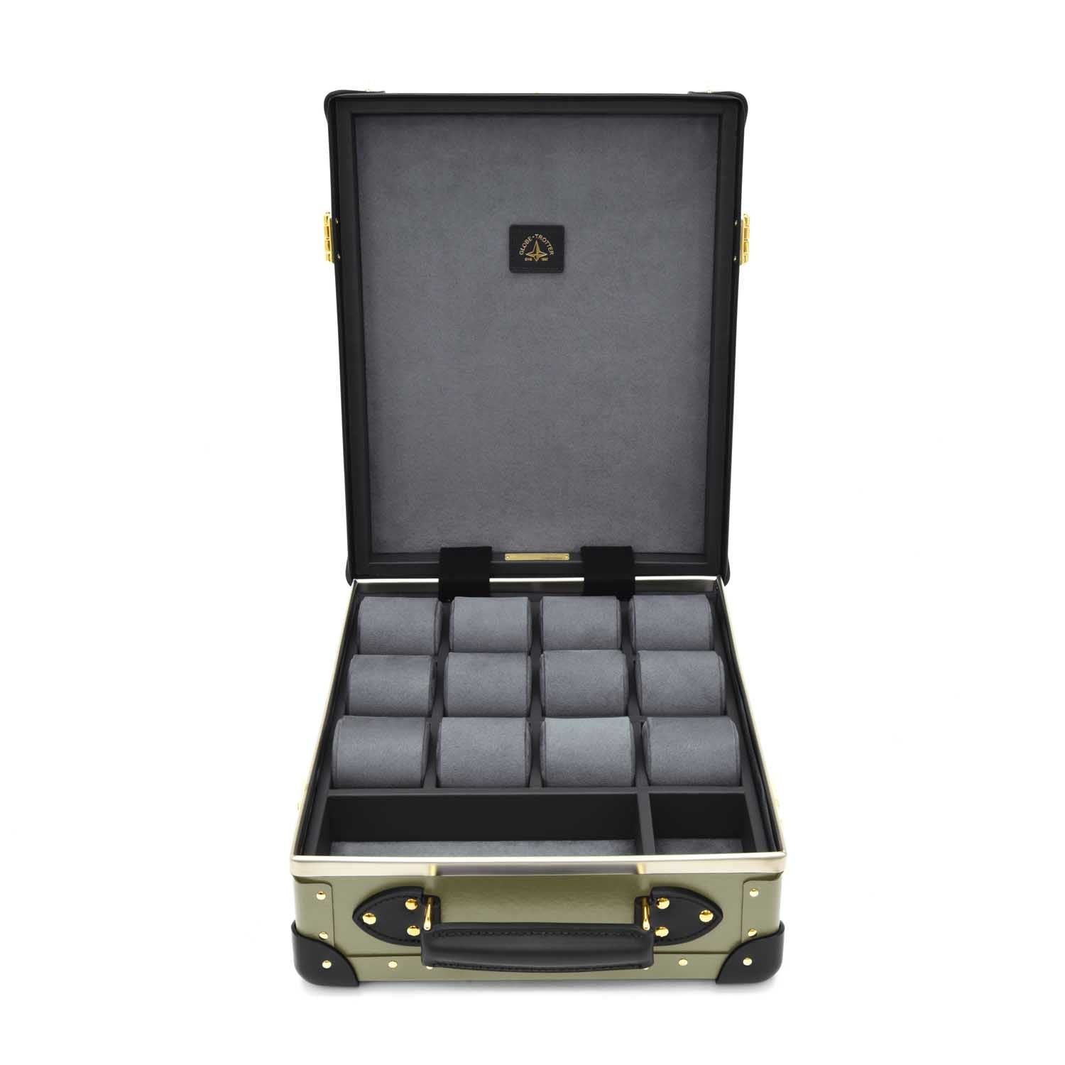 Centenary · 12-Slot Watch Case | Olive/Black/Gold
