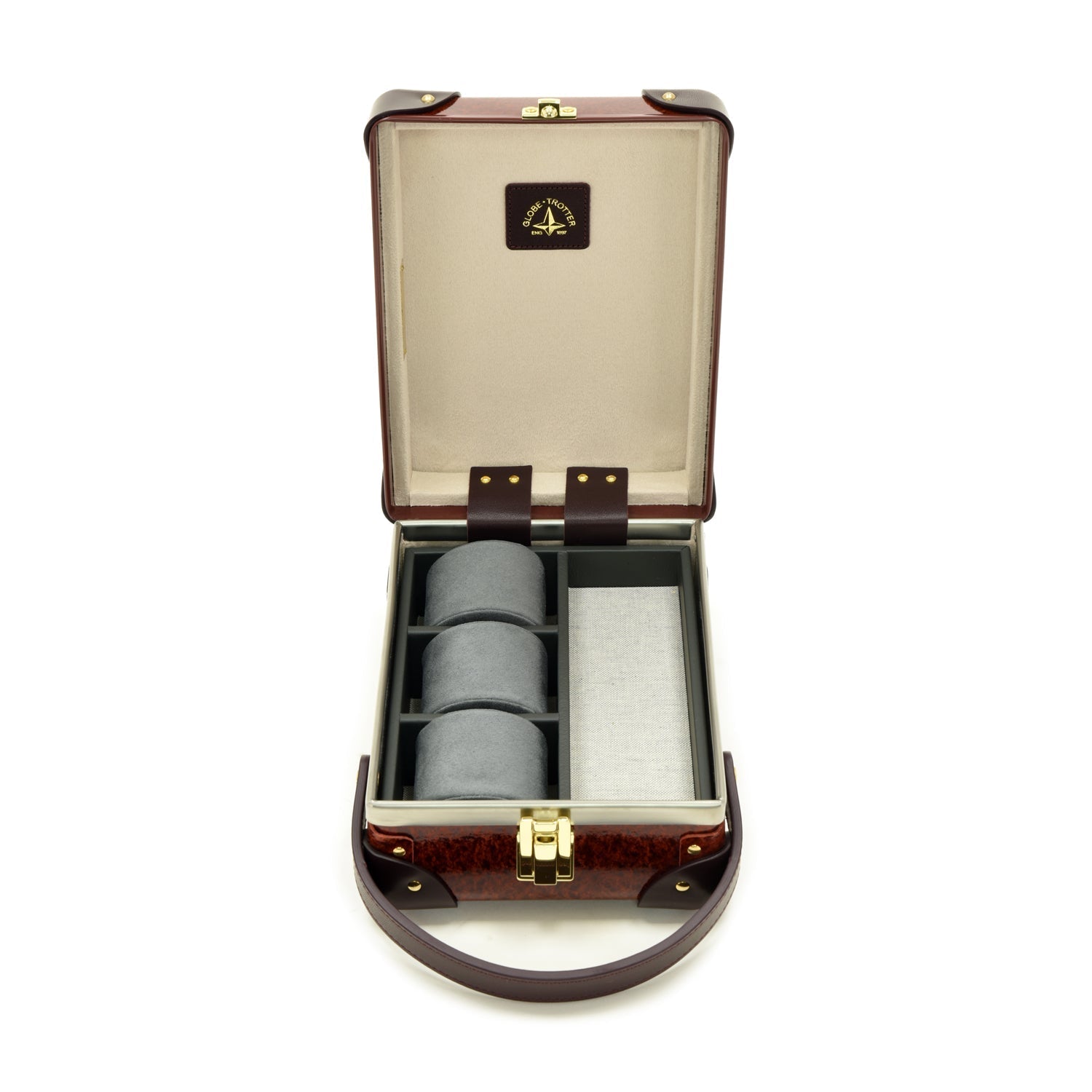 Louis Vuitton Brown Navy Travel Watch Case Storage Box Authentic