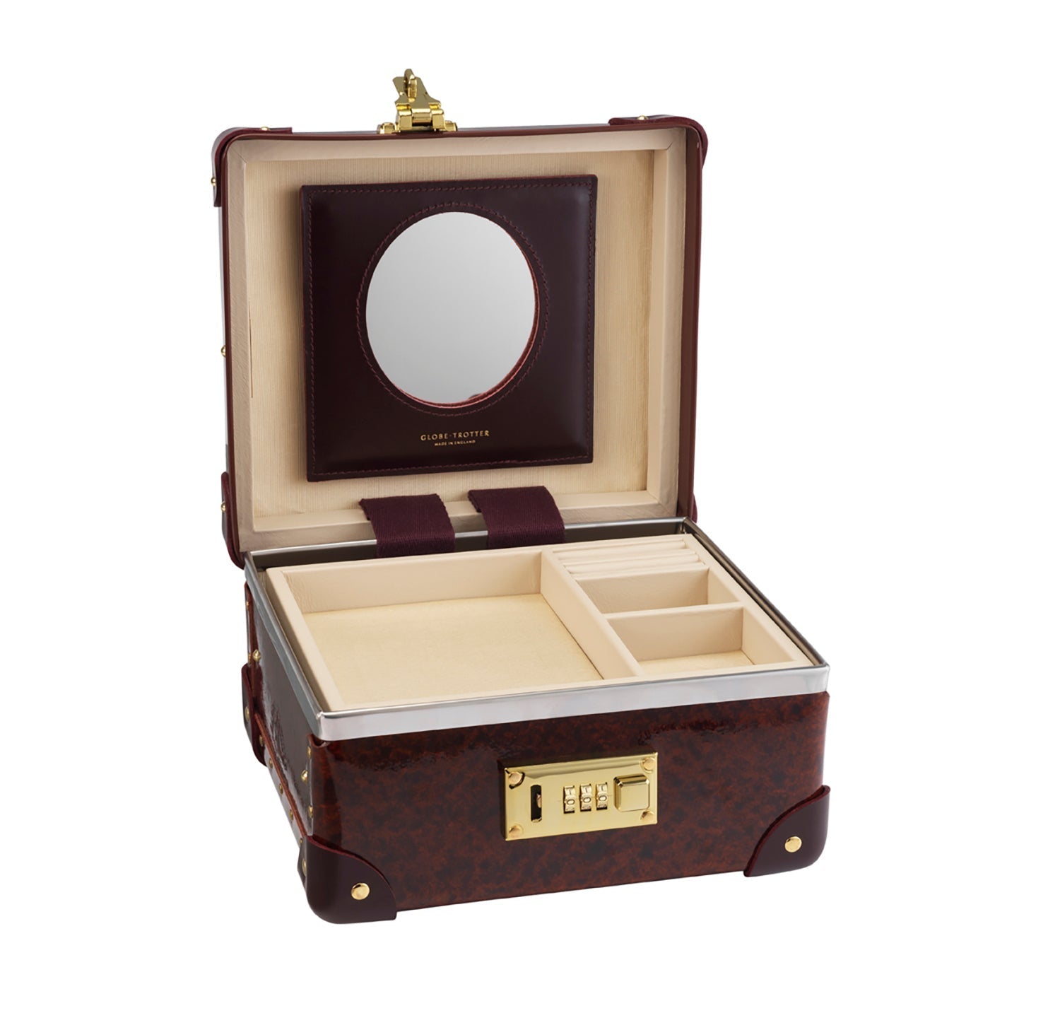 Large Travel Jewellery Case in Burgundy